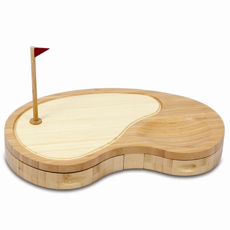 Millwood Pines Sand Trap Golf Gift Cheese Board & Knife Set - Novelty Charcuterie Board with Cheese Knife Set - Cheese Boards Charcuterie Boards - Serving Platter Enoch