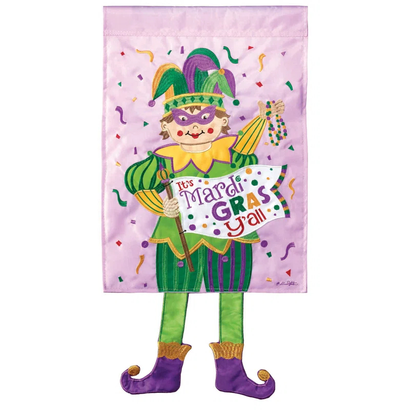 Dicksons Inc Double Sided 24'' H x 13'' W Polyester Mardi Gras Garden Flag