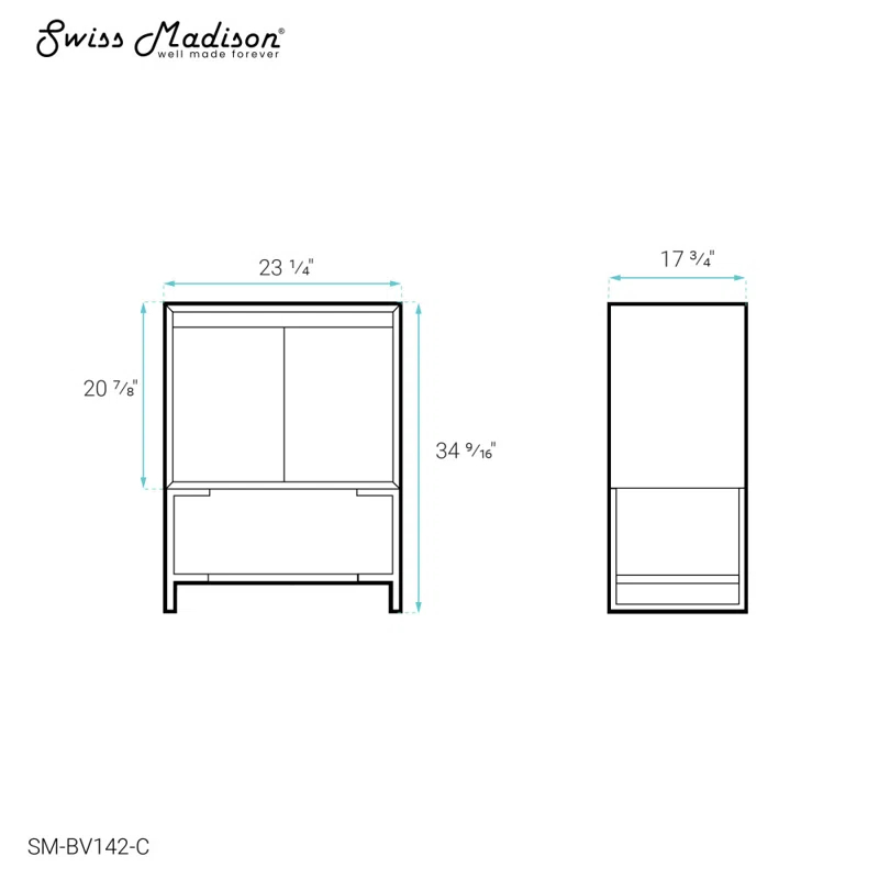 Swiss Madison Marseille 24.05" Single Bathroom Vanity Base Only in Gray