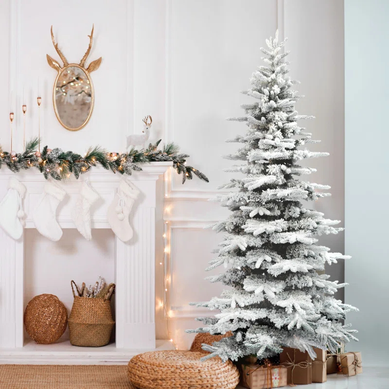 Fraser Hill Farm Unlit Snow Flocked Pine Valley Flocked Christmas Tree & Reviews | Wayfair