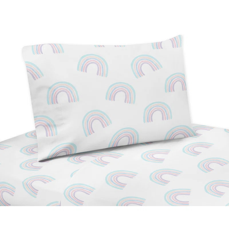 Sweet Jojo Designs Rainbow Print Microfiber Twill Sheet Set