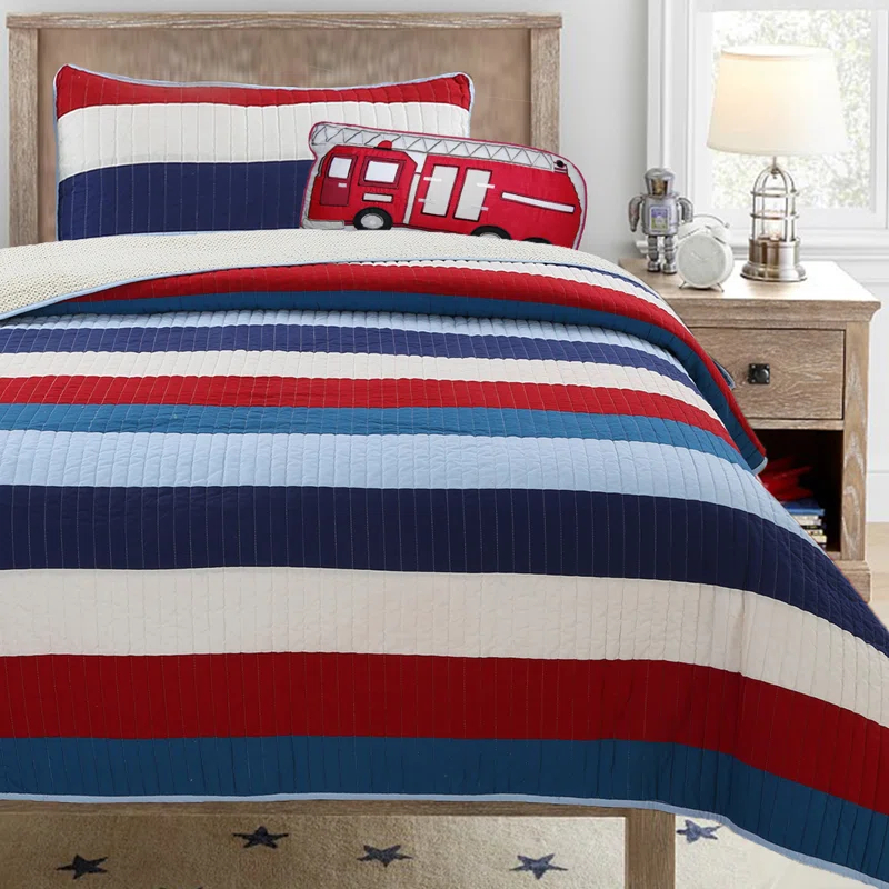 Cozy Line Home Fashion Williamsburg Cotton Striped Quilt Set