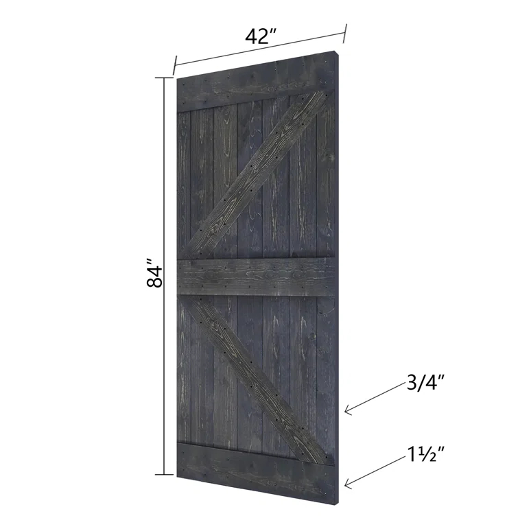 IsLife K Style Solid Wood Sliding Barn Door Without Hardware Kit (Door Slab Only) - Assembly Needed