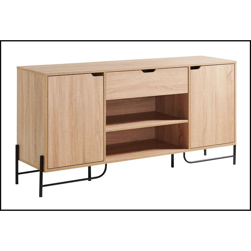 Hokku Designs Buffet with Metal Legs with Two Door One Drawer Six Shelves