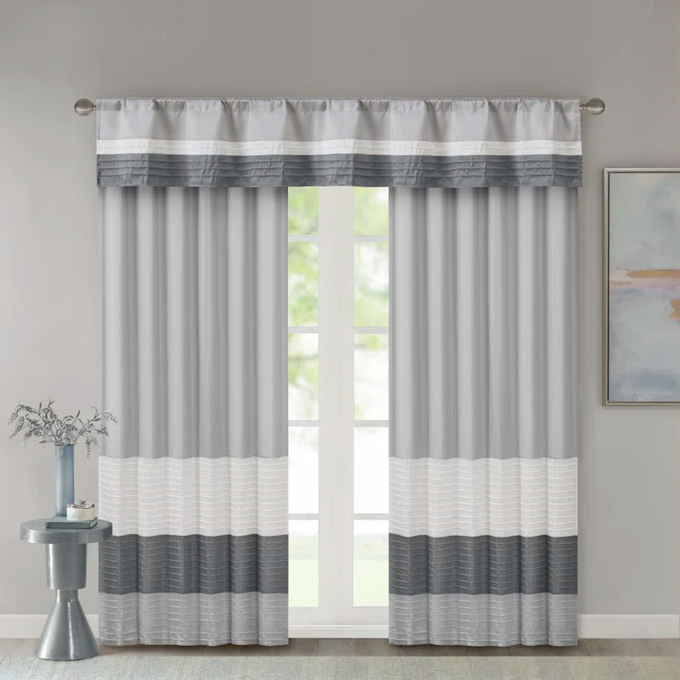 Madison Park Amherst Polyoni Pintuck Single Window Valance