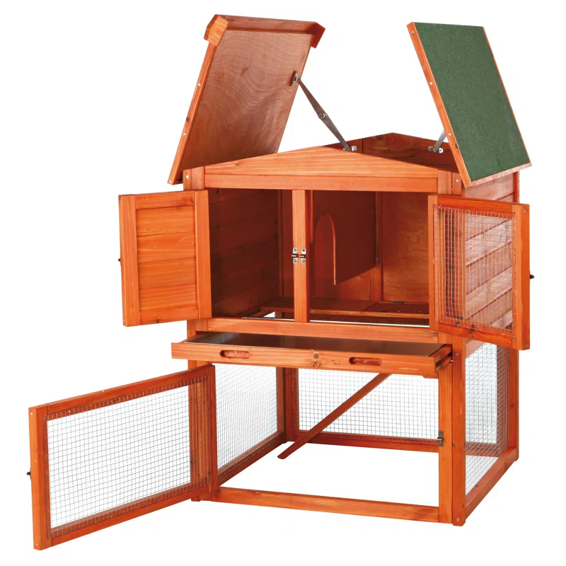 TRIXIE TRIXIE Elevated Single Rabbit Hutch with Large Run, Ramp, Ideal for Rabbits or Guinea Pigs