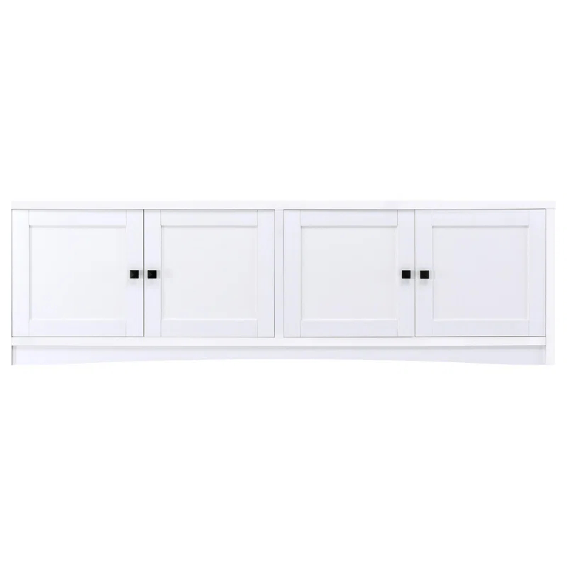 Benjara Donna 3Pc TV Stand Wall Unit With 2 Media Towers, White, 78 Inch