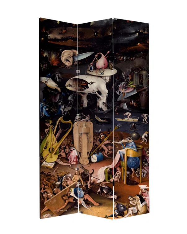 Oriental Furniture 7 ft. Tall Garden of Delights Canvas Room Divider - 3 Panel