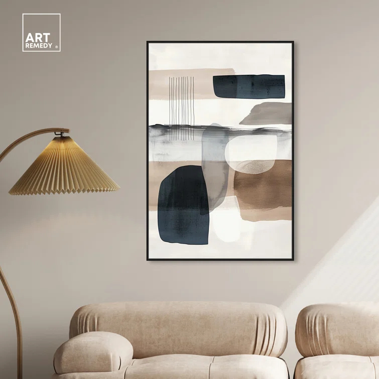 Art Remedy Shapes Abstracts " Layers Of Depth " by Art Remedy on Canvas