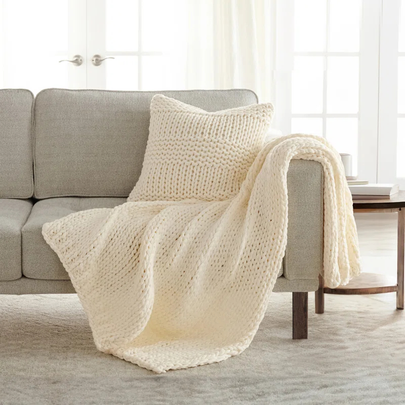 Becky Cameron Cozy Chunky Knit Acrylic Decor Throw Pillow