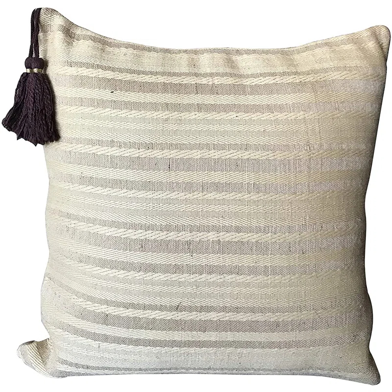 DecorShore Striped Jute / Sisal Pillow Cover