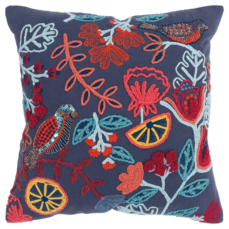 Rizzy Home Embroidered Cotton Throw Pillow