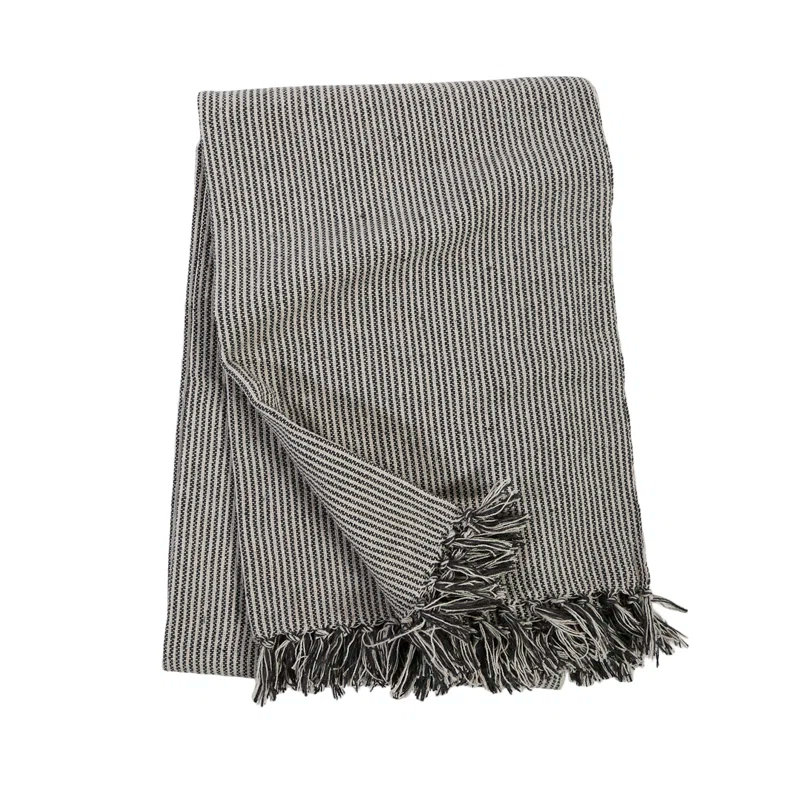 James Cotton Oversized Throw by Pom Pom at Home - Ivory and Charcoal
