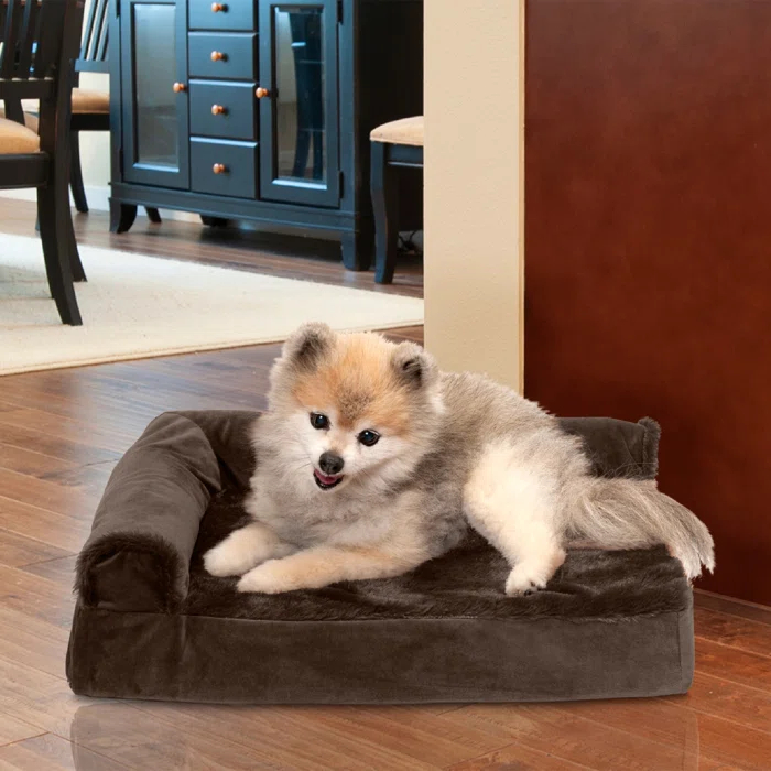 FurHaven Plush & Velvet Deluxe L-Chaise Orthopedic Pet Bed
