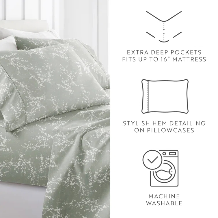 IEnjoy Home 4 Piece Delicate Details Pattern Sheet Set