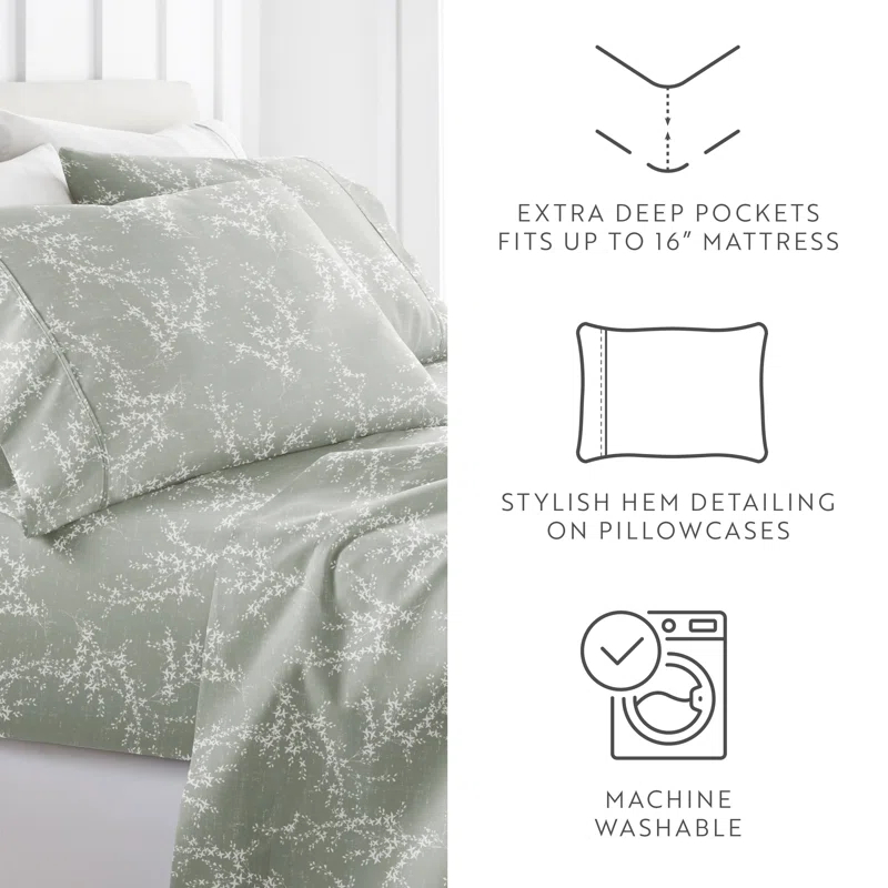 IEnjoy Home 4 Piece Delicate Details Pattern Sheet Set