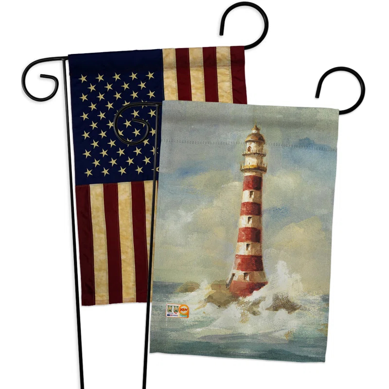Breeze Decor Lighthouse by the Sea 2-Sided Polyester/Polyester Blend 18 x 13 in. Flag Set | Wayfair