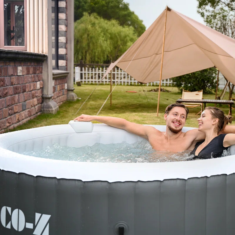 CO-Z 110 Volt 6 Person - Person 130 - Jet Vinyl Round Inflatable Hot Tub
