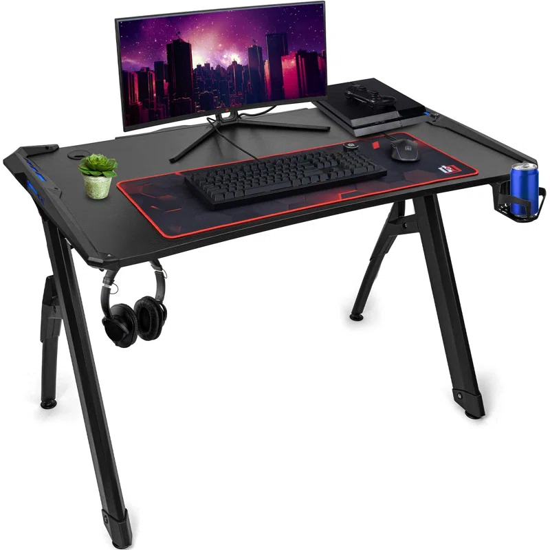 Inbox Zero Déco Gear 47" LED Carbon Fiber Surface Gaming Desk & Reviews | Wayfair