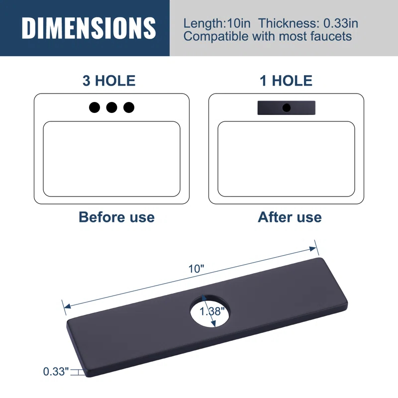 iVIGA VCC06B iVIGA 10" Sink Faucet Hole Cover Deck Plate