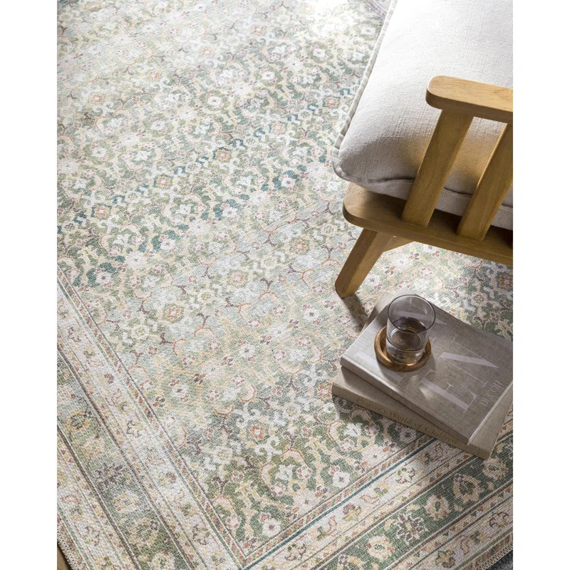 Our PNW Home x Livabliss Our PNW Home x Livabliss Machine Washable Oriental Boho Olive Area Rug