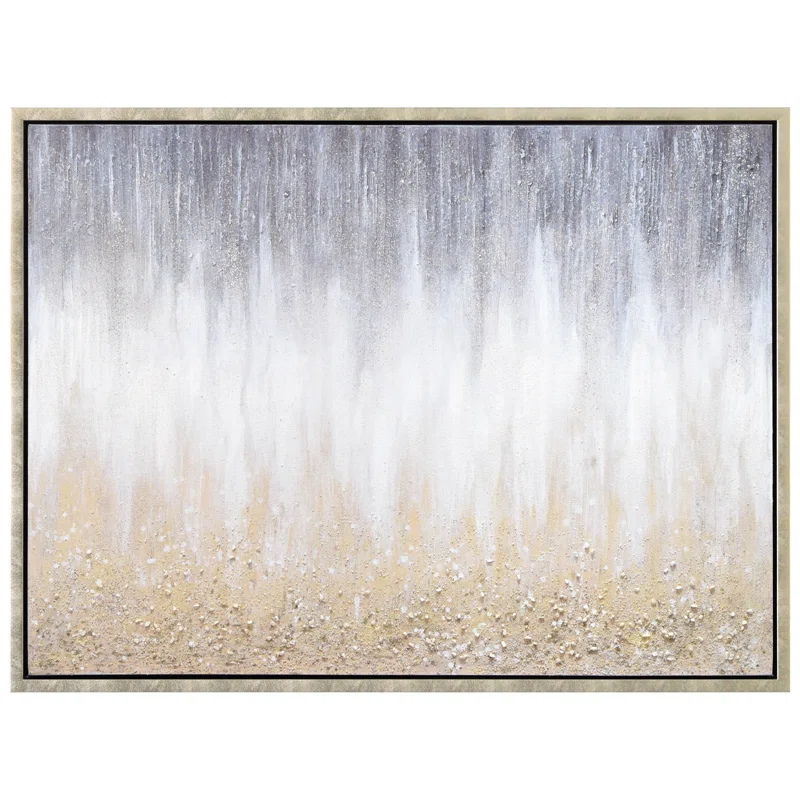 Empire Art Direct Golden Cascade Textured Glitter Hand Painted Framed Canvas Wall Art
