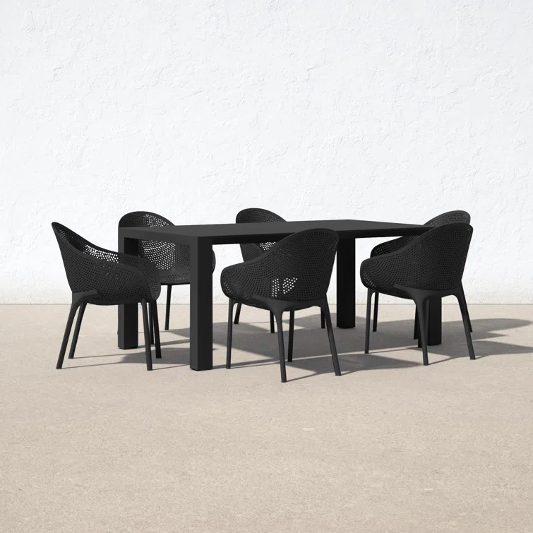 Farrah 39.37'' Rectangular 6 - Person Outdoor Dining Set