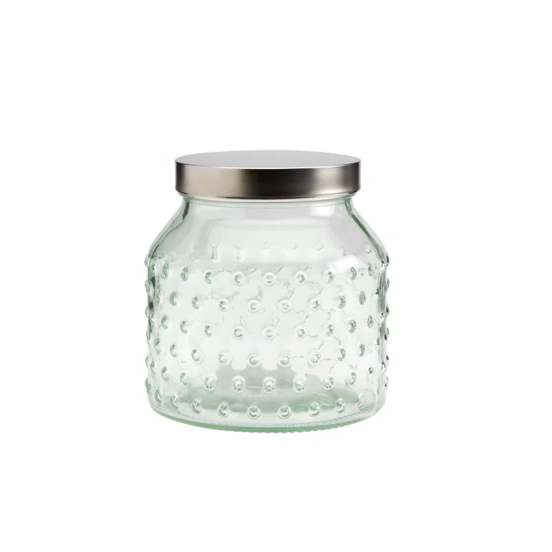 Mason Craft & More Mason Craft & More 3 Piece Hobnail Glass Canister Set with Airtight Stainless Steel Lids