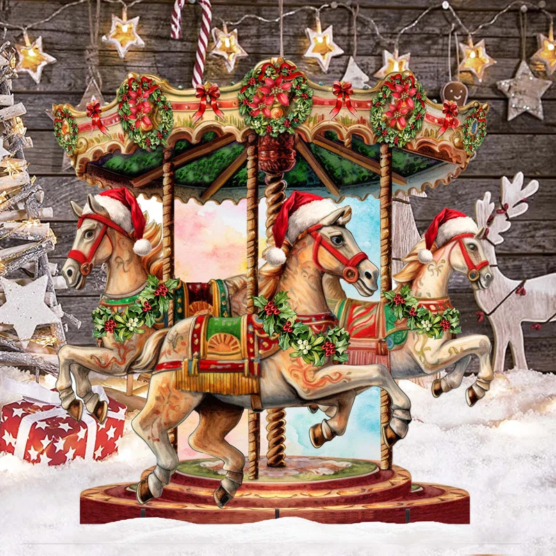 Designocracy Christmas Carousel Figurine