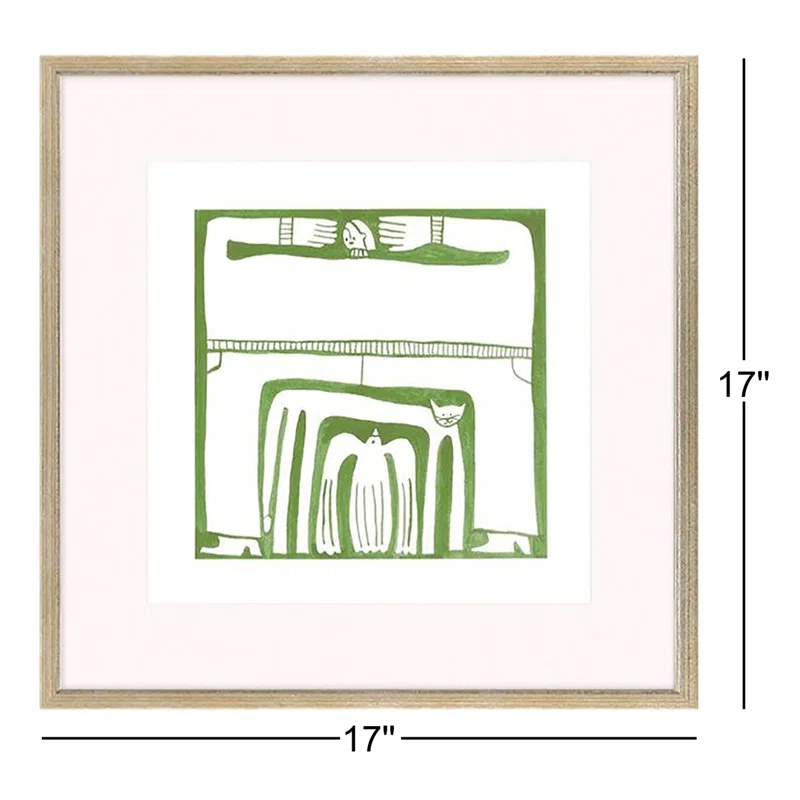 Green and White Abstract Canvas Art Set with Gold Frame