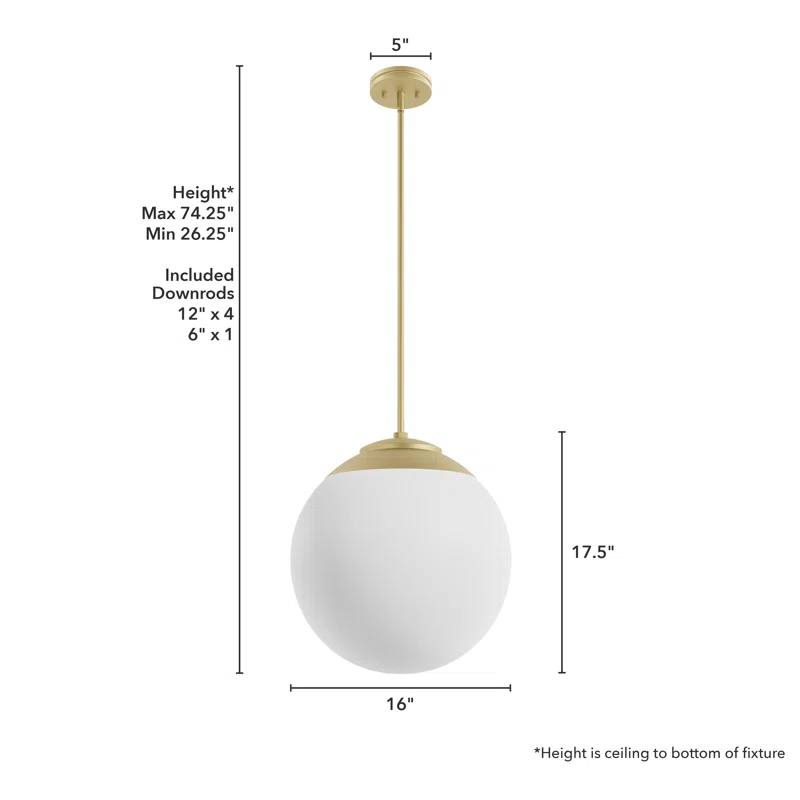 Hunter Fan Hepburn 1 - Light Sphere Globe Pendant