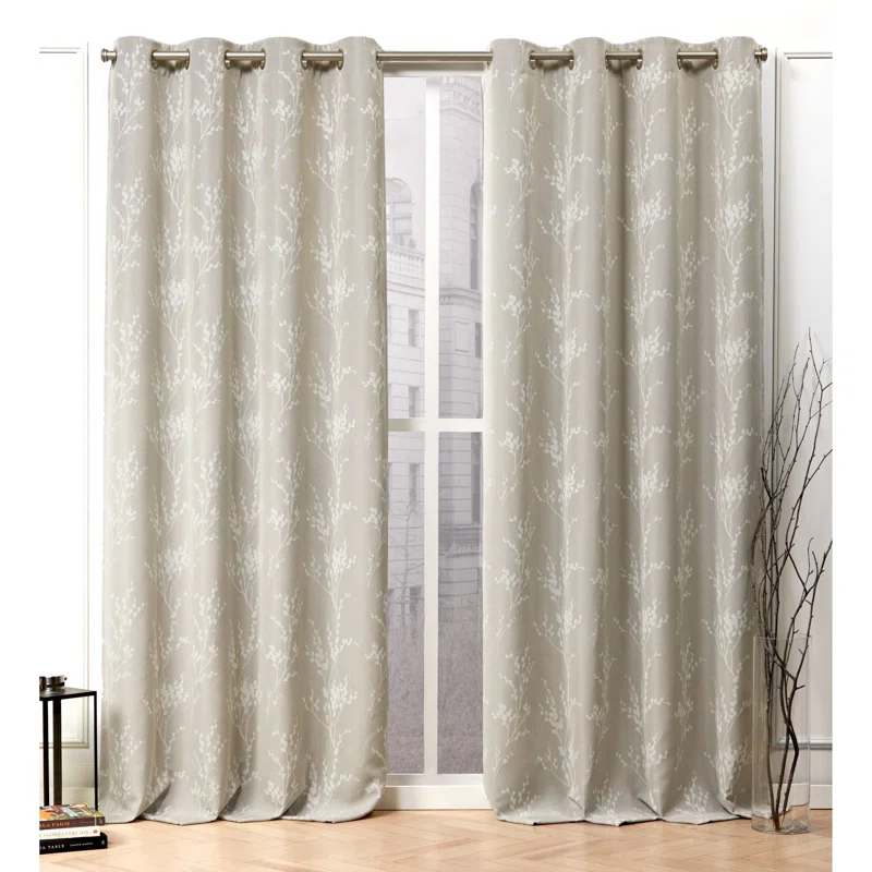 Nicole Miller Nicole Miller Turion Floral Room Darkening Blackout Grommet Top Curtain Panel Pair (Set of 2)