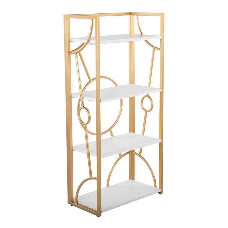 Everly Quinn Constellation Contemporary Bookcase in Gold Metal and Wood by LumiSource