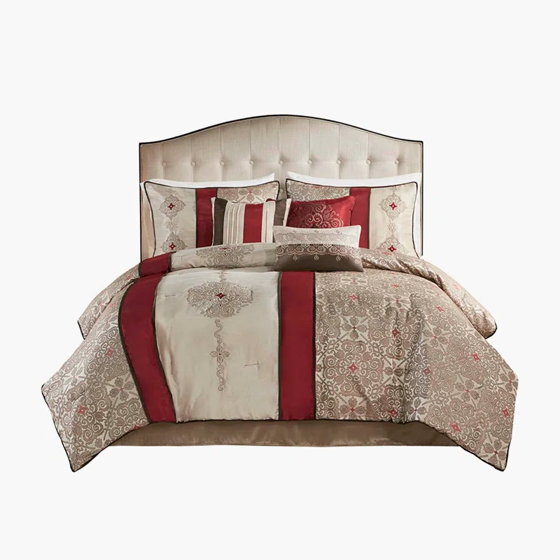Madison Park Donovan 7 Piece Jacquard Comforter Set with Throw Pillows