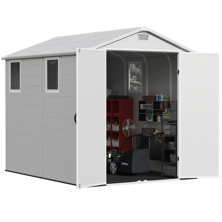 Patiowell 6 Ft. W X 8 Ft. D Resin Outdoor Storage Shed, Weather-resistant Outdoor Storage With Reinforced Design