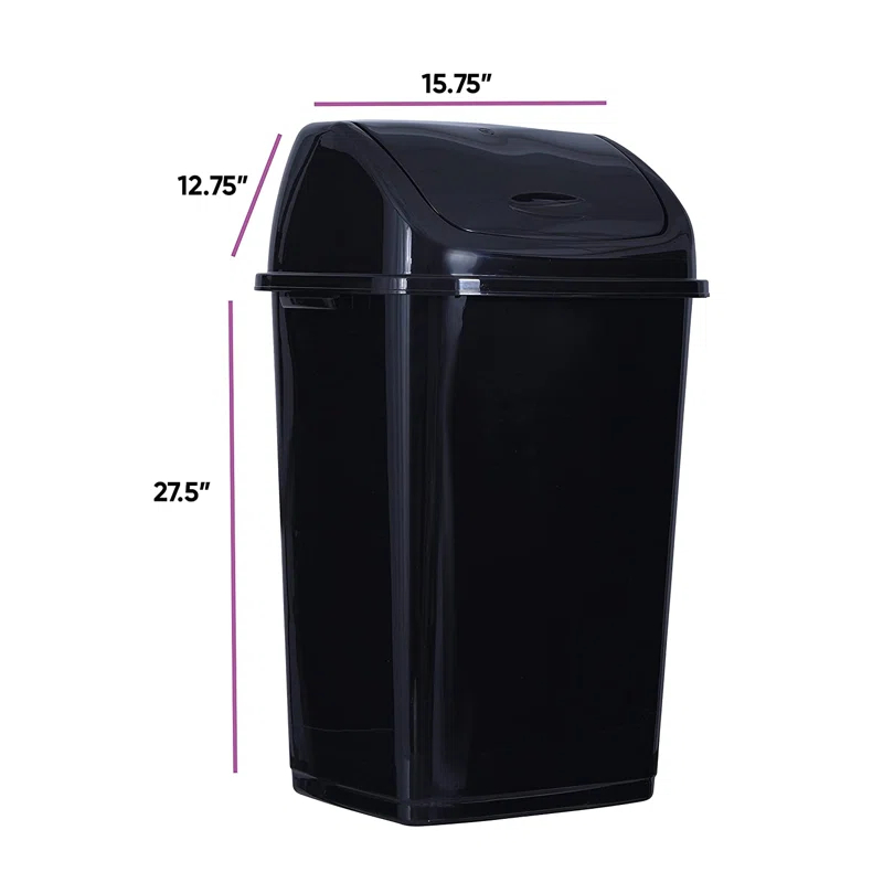 Superio Plastic 13 Gallon Swing Top Trash Can