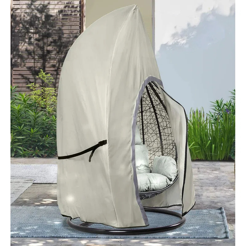 Arlmont & Co. Single Seat Patio Hanging Egg Chair Cover - Waterproof Outdoor Wicker Egg Swing Chair with Stand Cover