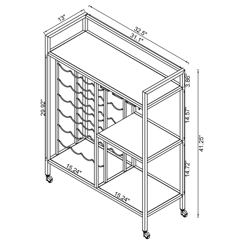Alma Derion Metal Bar Cart
