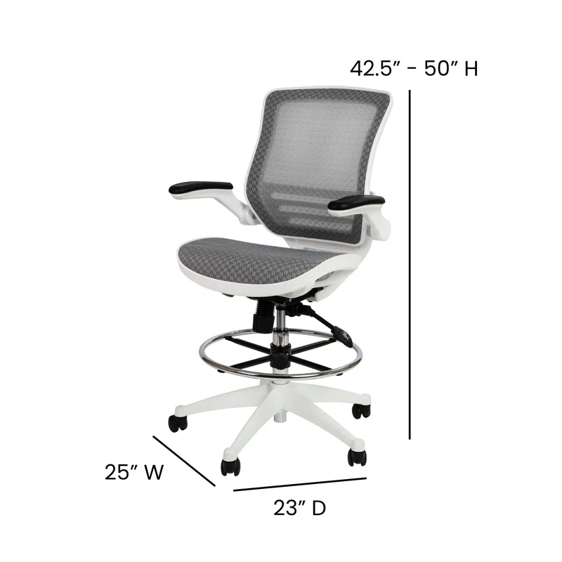 Flash Furniture Mignone Mid-Back Transparent Mesh Office Chair with Flip-Up Arms by Flash Furniture