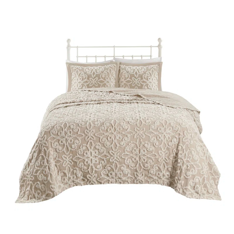 Kelly Clarkson Home Emberly Tufted 100% Cotton Sateen Coverlet Set in Farmhouse Style
