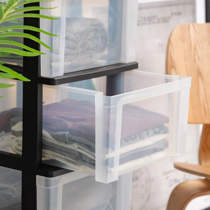 IRIS USA, Inc. 4-Drawer Narrow Plastic Storage Drawer Cart, Black (Set of 2)