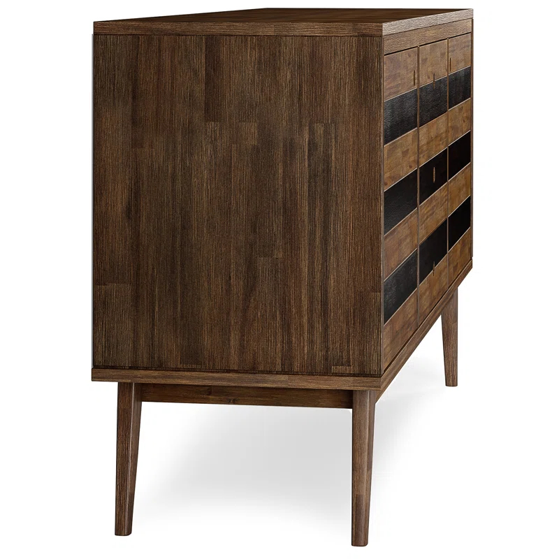 Simpli Home Clarkson 60"W Solid Acacia Mid-Century 2-Door Sideboard Buffet with 3 Drawers