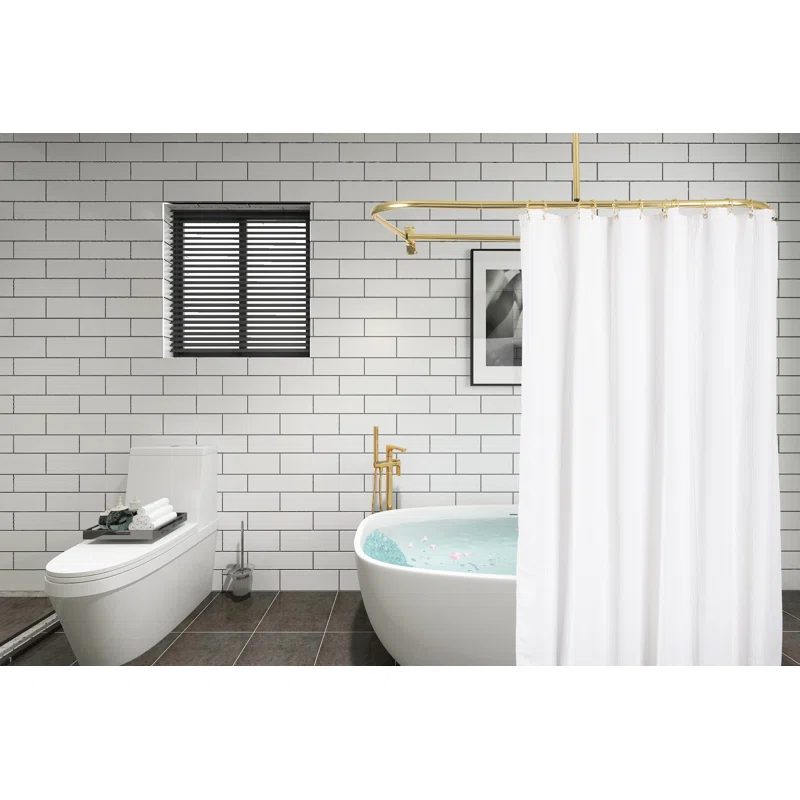 Utopia Alley Aluminum 61" D-Shape Fixed Shower Curtain Rod