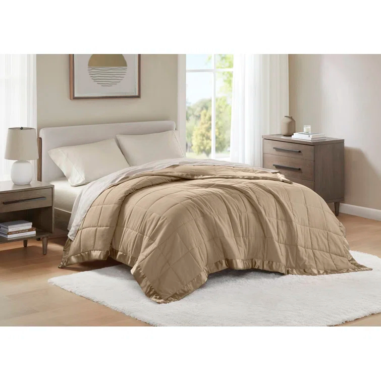 Madison Park Lightweight Down Alternative Blanket with Satin Trim