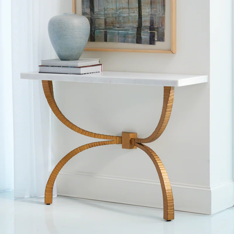 Teton Console-Gold w/White Marble Top