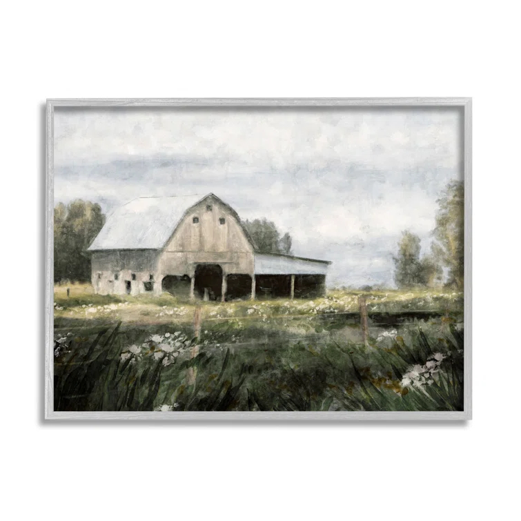 Stupell Industries " Country Farmhouse Barn Meadow " by Nina Blue Painting Print