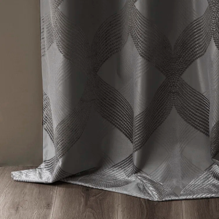 Madison Park Bentley Ogee Knitted Jacquard Geometric Total Blackout Single Curtain Panel