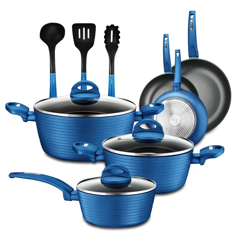 NutriChef 12 - Piece Non-Stick Aluminum Cookware Set