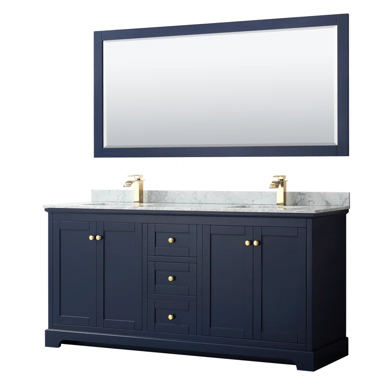 Wyndham Collection Avery 72'' Double Bathroom Vanity with Stone Top with Mirror