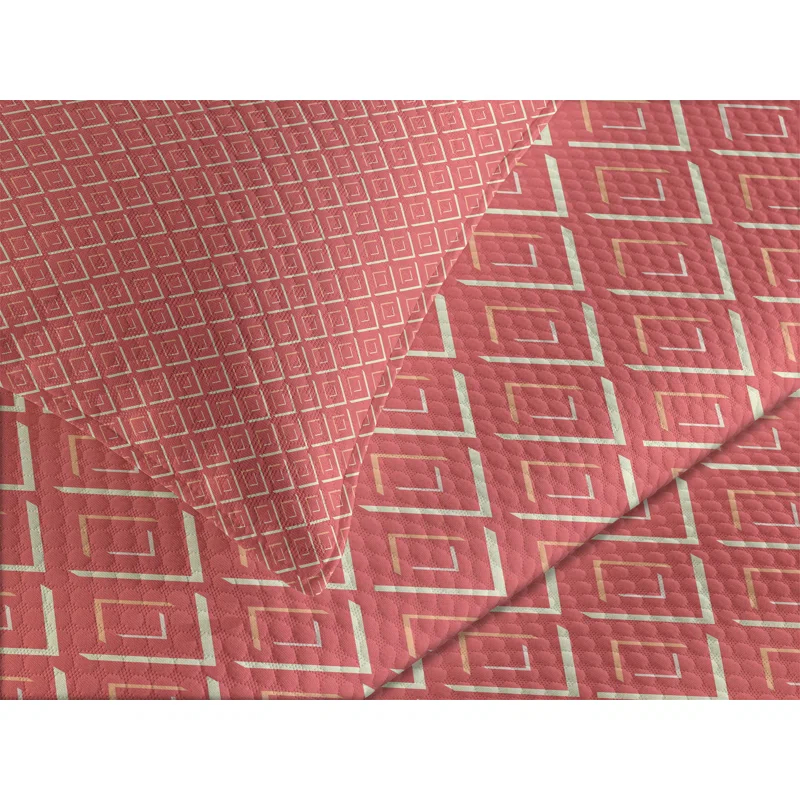 Ambesonne Ambesonne Peach Pink Bedspread Set Chevron Lines Tiles Coral Cream Salmon
